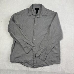 Axcess Claiborne Black White‎ Plaid Long Sleeve Button Up Shirt Men's L Stain